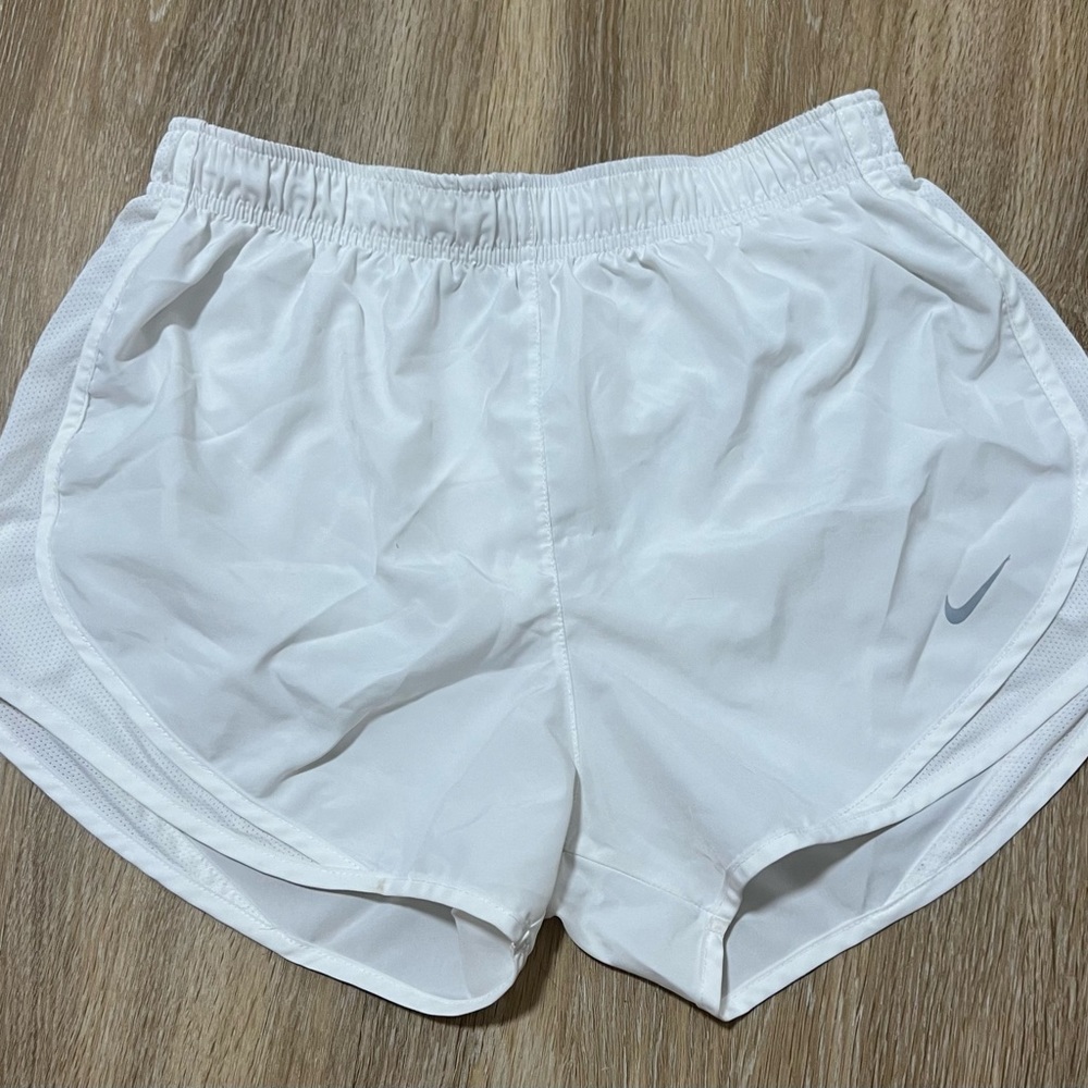White Nike athletic shorts